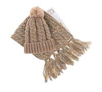 Equilibrium Flecked Hat & Scarf Gift Set - Coffee