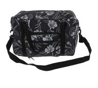 equilibrium Folding Underseat Cabin Holdall, Black with White Floral Print, Compact Travel Bag