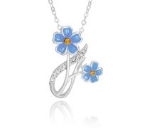 Equilibrium Forget Me Not Elegant Silver Plated Pendant Necklace