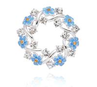 Equilibrium Forget Me Not Silver Plated Brooch Collection - Circle & Sparkle Floral Designs (Circle Brooch)