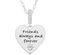 equilibrium Friends Always and Forever Silver Plated Heart Pendant Necklace with Pavé Cubic Zirconia, Gift Boxed