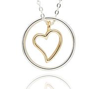 equilibrium Friends Forever Two Tone Heart Necklace, Silver and Gold Plated Circle Pendant, Friendship Jewellery Gift
