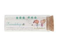 equilibrium Friendship Message in a Bottle Bracelet with Teal Cubic Zirconia Crystal Beads and Heart Charm, Silver Plated, Captured With Love Collection