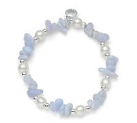 equilibrium Gem Stone Silver Plated Pearl Blue Lace Agate Bracelet