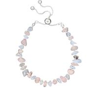 equilibrium Gemstone Duo Friendship Bracelet, Silver Plated, Rose Quartz and Blue Lace Agate, Adjustable, Height: 7 x Width: 21 x Depth: 0.3 in cm