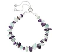 equilibrium Gemstone Duo Silver Plated Friendship Bracelet Amazonite Amethyst (Height: 7 x Width: 21 x Depth: 0.3 in cm)