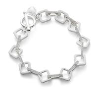 equilibrium Geometric Collection Silver Plated Bracelet with Toggle Clasp, Contemporary Square Link Design