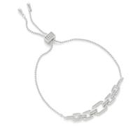 equilibrium Geometric Modern Pave Silver Plated Friendship Bracelet - Adjustable Chain with Sparkling Detail