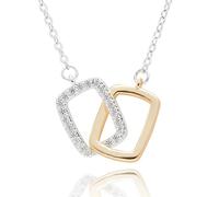 equilibrium Geometric Silver Plated Necklace Collection - Modern Pave, Glam Square & Two Tone Designs (Entangled Two Tone)