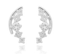 Equilibrium Glam Collection Curve Sparkle Silver Plated Earrings with Cubic Zirconia Stones