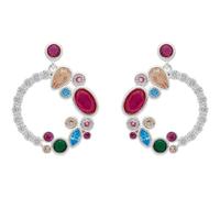 Equilibrium Glam Rox Collection Contrast Ring Silver Plated Earrings with Multicoloured Cubic Zirconia Stones
