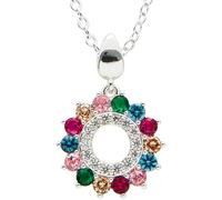 equilibrium Glam Rox Collection Multicolour Cubic Zirconia Circle Pendant Necklace, Silver Plated, Gift Boxed