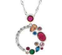 equilibrium Glam Rox Collection Multicolour Cubic Zirconia Contrast Ring Pendant Necklace, Silver Plated
