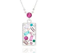 equilibrium Glam Rox Colourful Stylish Rectangle Silver Plated Necklace