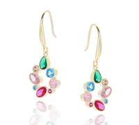 Equilibrium Glam Rox Contemporary Gold Plated Drop Earrings, Multicolour CZ Design, Height: 2.2 x Width: 1.6 x Depth: 0.4 in cm