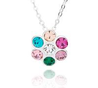 Equilibrium Glam Rox Elegant Flower Silver Plated Colourful Necklace