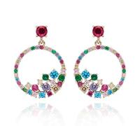 Equilibrium Glam Rox Gold Plated Circle Drop Earrings, Multicoloured Crystal, 2.2 x 1.6 x 0.2 cm