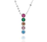 equilibrium Glam Rox Mixed Metal Statement Necklaces Silver Gold Plated Colourful Crystal Fashion Jewellery Gift for Women (Elegant Silver Plated: H 1.8 cm × W 0.6 cm × D 0.3 cm)
