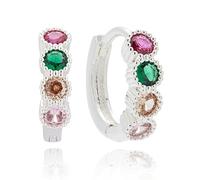 Equilibrium Glam Rox Multi-Colour Crystal Silver Plated Earrings Collection - Twisted Hoops, Elegant Hoops, Waterfall Drops, Vibrant Drops (Elegant Silver Plated Hoop: H 1.3 cm × W 0.4 cm × D 0.3 cm)