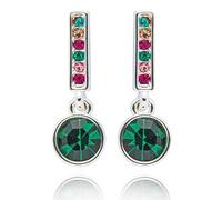Equilibrium Glam Rox Multi-Colour Crystal Silver Plated Earrings Collection - Twisted Hoops, Elegant Hoops, Waterfall Drops, Vibrant Drops (Vibrant Drop: H 1.8 cm × W 0.6 cm × D 0.5 cm)