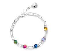 equilibrium Glam Rox Multicolour Crystal Silver Plated Link Bracelet