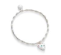 Equilibrium Glam Rox Multicoloured Colourful Gems Starburst Silver Plated Heart Pendant Bracelet
