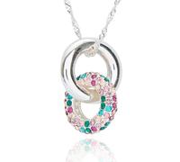Equilibrium Glam Rox Multicoloured Gems Oppulent Ring Silver Plated Necklace