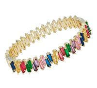 equilibrium Glam Rox Range Gold Plated Multicolour Crystal Bangle, Rectangular Stone Design, Gift Boxed