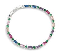 equilibrium Glam Rox Silver Gold Plated Collection Mixed Metal Statement Bracelets Colourful Crystal Fashion Jewellery Gift Women (Silver Plated Baguette: H 0.6 cm × W 0.3 cm × D 0.3 cm)