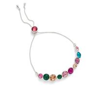 equilibrium Glam Rox Silver Plated Adjustable Friendship Bracelet, Multicolour Crystal Accent Detail, Contemporary Style