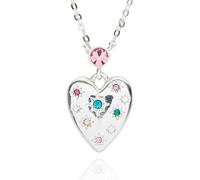 Equilibrium Glam Rox Starburst Colourful Heart Silver Plated Necklace
