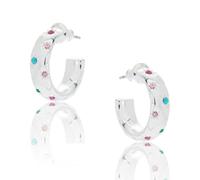 Equilibrium Glam Rox Starburst Silver Plated Multicolour Gems Hoop Earrings