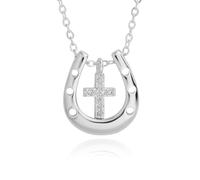 Equilibrium Good Luck Silver Plated Horseshoe Cross Necklace