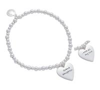 equilibrium Granddaughter 'with All My Love' Silver Plated Beaded Bracelet with Heart Charm, Sentimental Gift