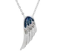 equilibrium Guardian Angel Collection Silver Plated Necklace with Blue and Clear Cubic Zirconia Wings Pendant