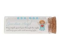 equilibrium Guardian Angel Silver Plated Beaded Bracelet with Blue Crystals, Gift in Glass Bottle with Cork, Captured With Love Collection