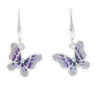 Equilibrium Hand-painted Silver Plated Purple Elegant Butterfly Earrings
