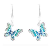 Equilibrium Handpainted Elegant Butterfly Earrings Blue