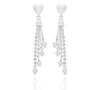 Equilibrium Heart Collection Silver Plated Earrings Elegant Sparkle Jewellery Gift For Her (Chic: H 1.3 cm × W 1.6 cm × D 0.2 cm)
