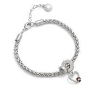 equilibrium Heart Theme Silver Plated Bracelet Collection - Sparkle Charm Tassel Bangle Multi Heart Gift Jewellery (Poppy Sparkle: H 1.2 cm × W 1.2 cm × D 0.2 cm)