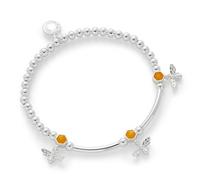 equilibrium Honey Bee Collection Silver Plated Bracelet with Honeycomb Accents and Bee Charms, Gift Boxed