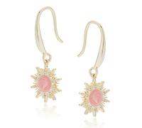 Equilibrium Iced Gem Collection Sunshine Gold Plated Drop Earrings with Cubic Zirconia Crystal, Pink Stone, Gift Boxed
