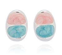Equilibrium Iced Gem Duo Silver Plated Stud Earrings, Pastel Pink and Blue Resin, Sweet Inspired Jewellery Gift