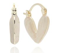 Equilibrium Iced Gem Huggie Heart Gold Plated Earrings, Marbled Enamel Hoop Heart Jewellery