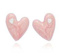 Equilibrium Iced Gem Silver Plated Earrings Collection - Modern Swirl Chic Squares Planet Heart Lightweight Enamel Crystal Gift Jewellery (Modern Heart: H 0.9 cm × W 0.8 cm × D 0.3 cm)
