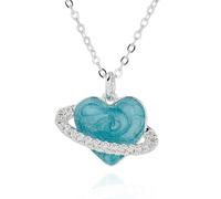 equilibrium Iced Gem Silver Plated Necklace Collection (Planet Heart: H 1.1 cm × W 1.6 cm × D 0.7 cm)