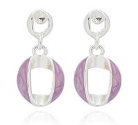 Equilibrium Iced Gem Twist Circle Silver Plated Earrings, Purple Stone Drop Dangle Earrings