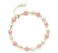 equilibrium Iced Gems Collection Heart Bracelet, Gold Plated with Pink Enamel Hearts, Gift Boxed