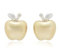 Equilibrium Juicy Gems Apple Stud Earrings, Two Tone Silver and Gold Plated