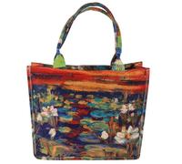 equilibrium Jute Famous Tote Monet Water Lily - Eco Friendly Art Tote Bag Large Reusable Shopping Bag Casual Travel Handbag
